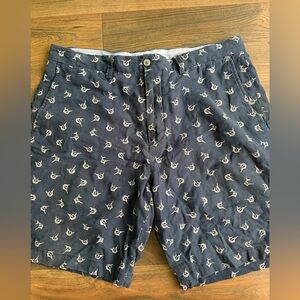 Polo Ralph Lauren 9” Linen Blend Navy Blue Shorts with Sailfish Print